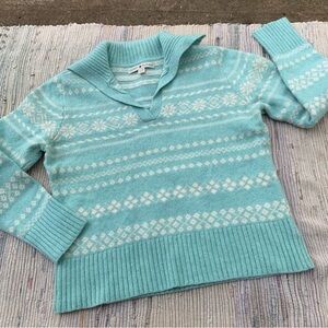 Tommy Hilfiger Aqua V-Neck Fair Isle Sweater